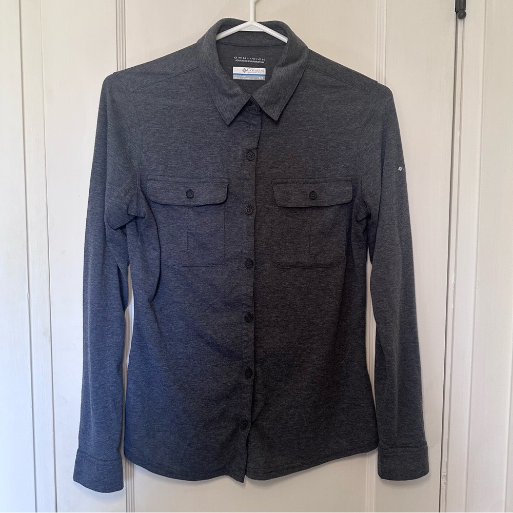 Columbia Grey Omni-Wick Button Down Long Sleeve Shirt, Activewear, Gorpcore
